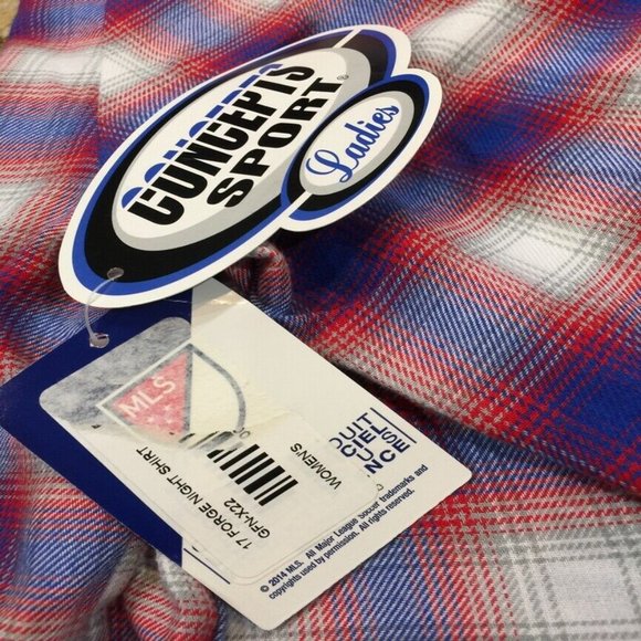 New FC Dallas Plaid Button-Up Sleep Shirt L Womens Texas Mls Soccer Nightshirt - Picture 10 of 11